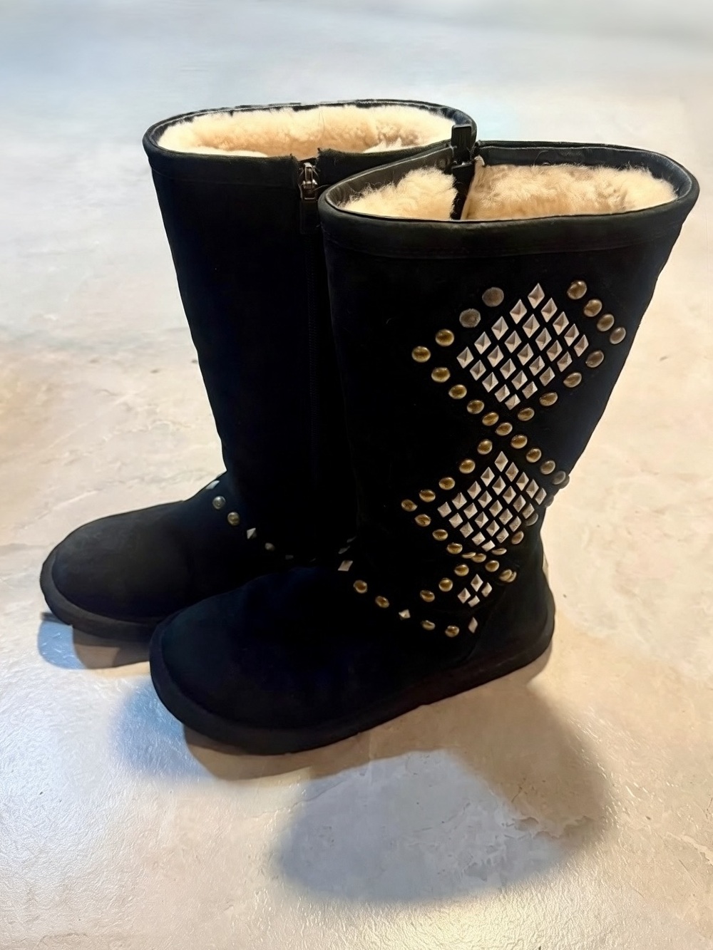 UGG Black Studded Shearling-Lined Tall Women's Boots